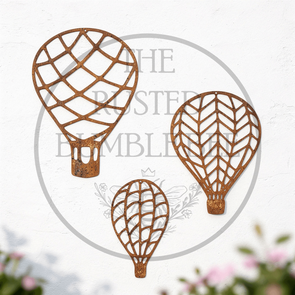 Rusted Metal Hot Air Balloons – Set of Three