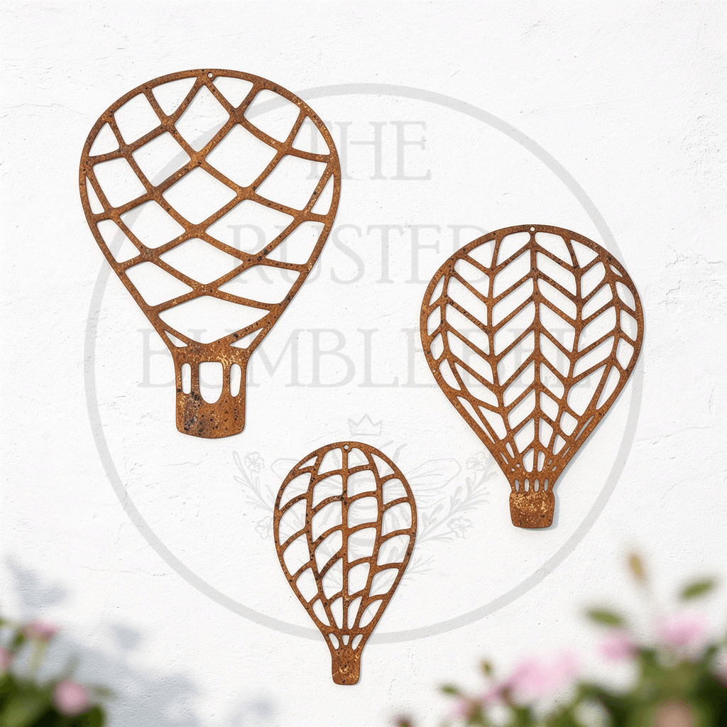 Rusted Metal Hot Air Balloons – Set of Three