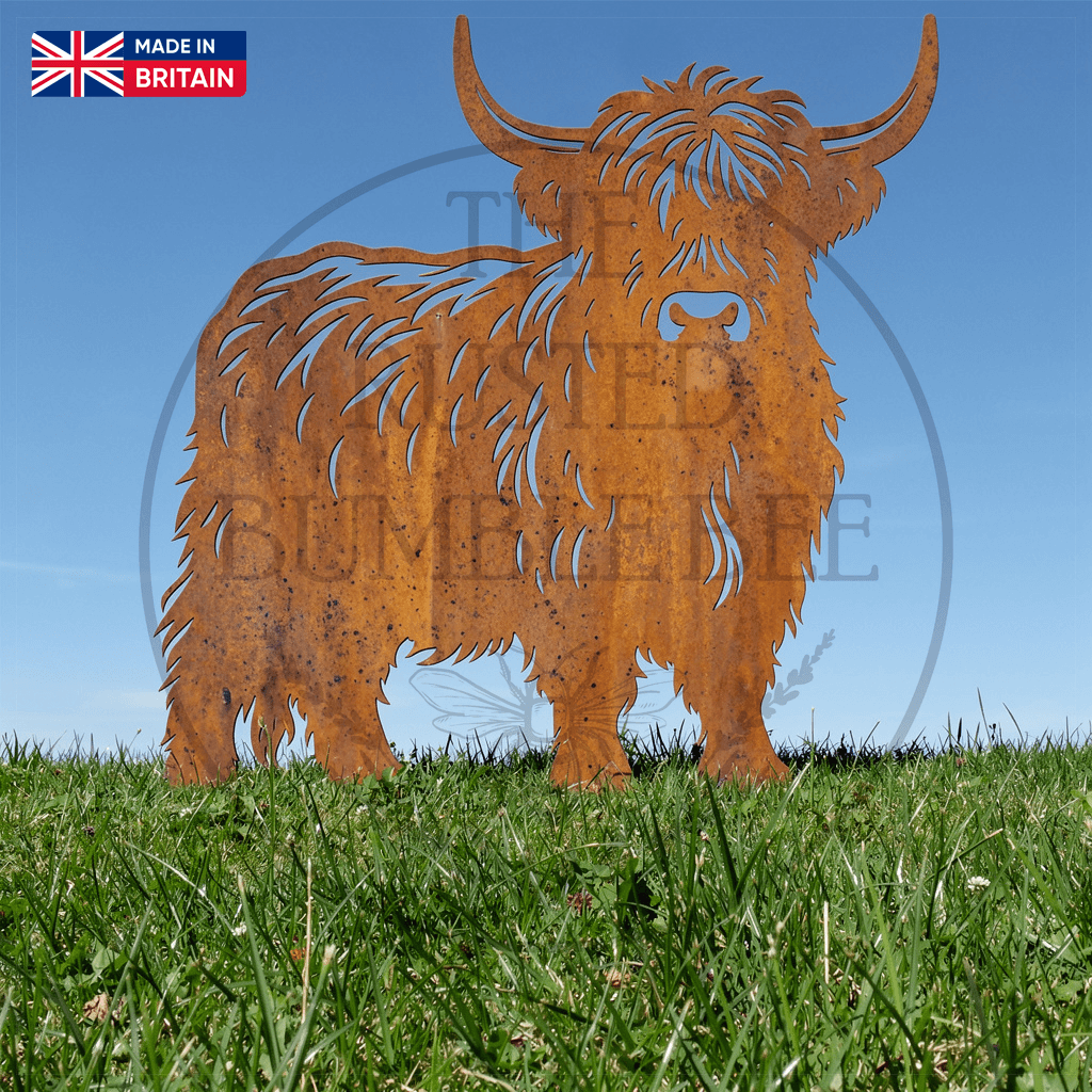 Metal Highland Cow Garden Stake