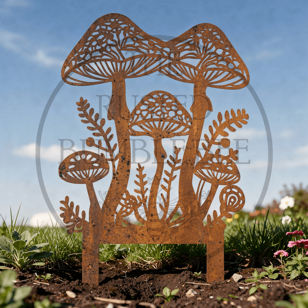 Rusted Metal Mushroom Stake