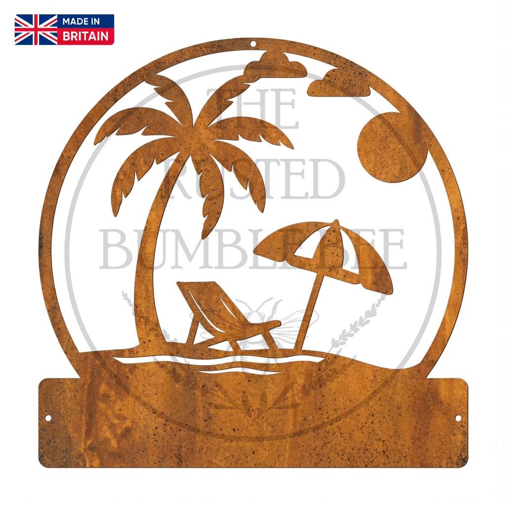 Rustic Metal Beach Scene Personalised