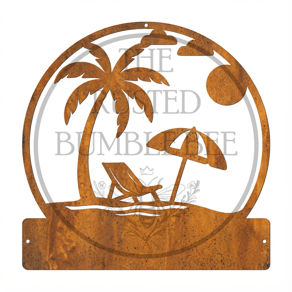 Rustic Metal Beach Scene Personalised