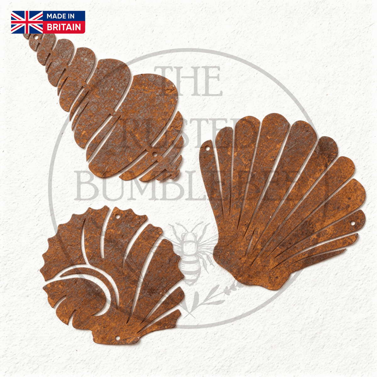 Rustic Metal Sea Shells (Set of 3)