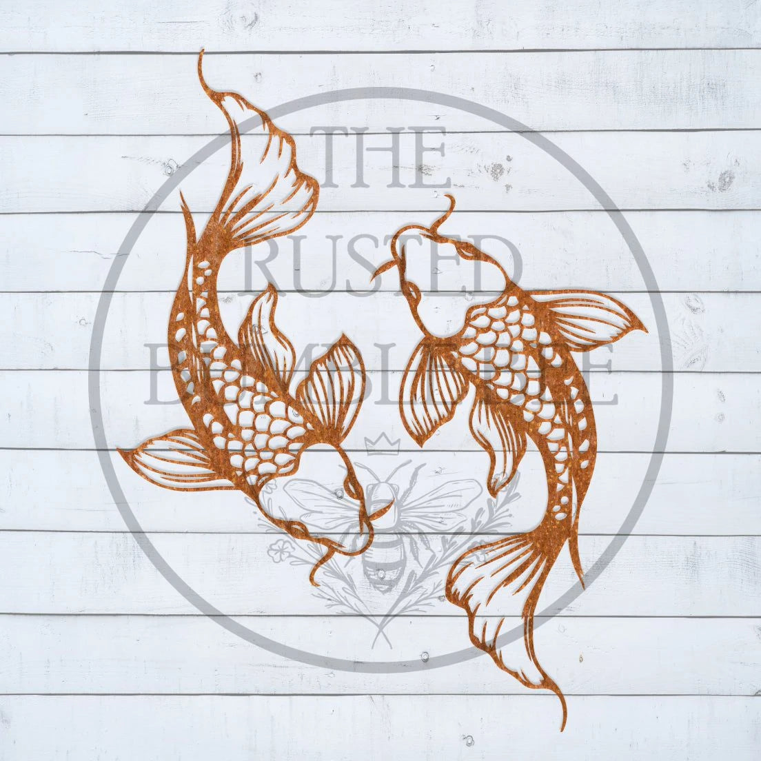 Rusted Metal Koi Carp Pair
