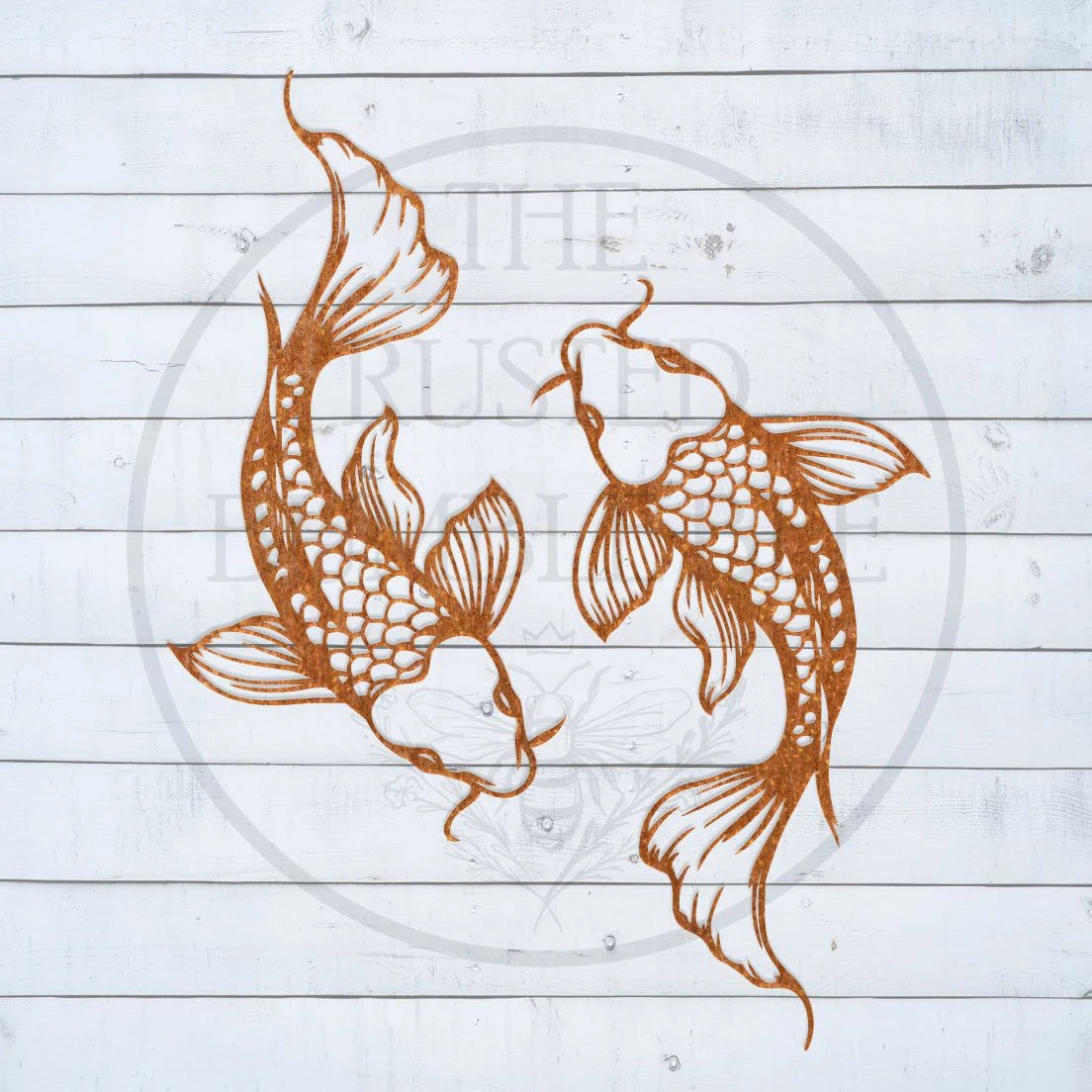 Rusted Metal Koi Carp Pair