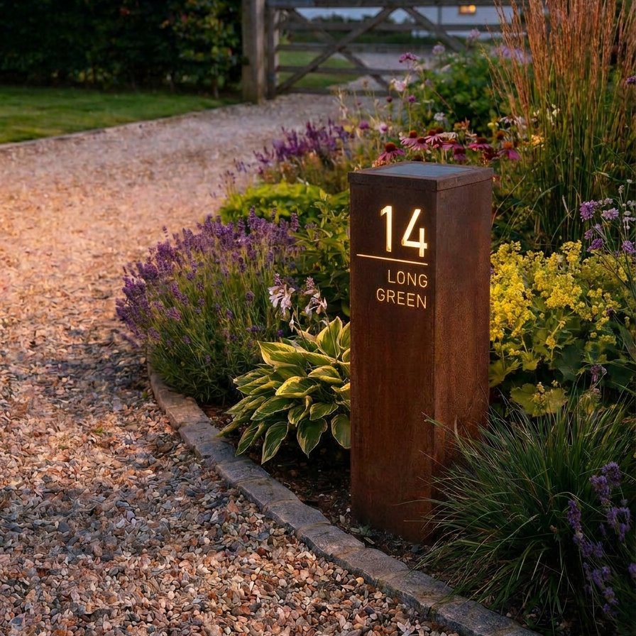Custom Metal House Number Pillar