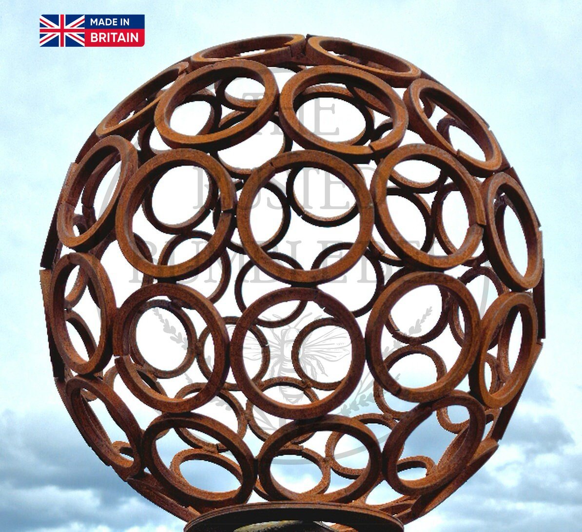 Rusted Metal Garden Ball Globe Sculpture