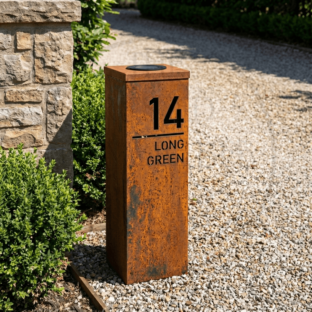 Custom Metal House Number Pillar