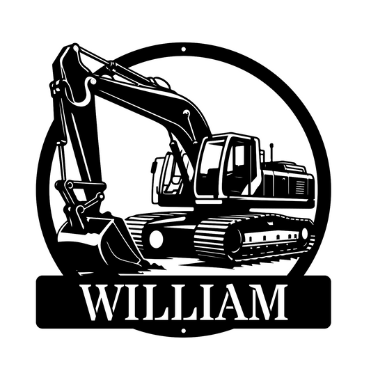 Personalised Digger Excavator Monogram