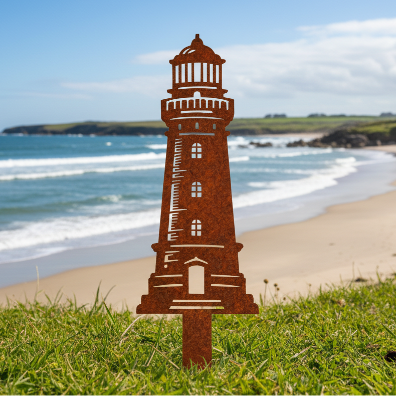 Rusted Metal Lighthouse Stake
