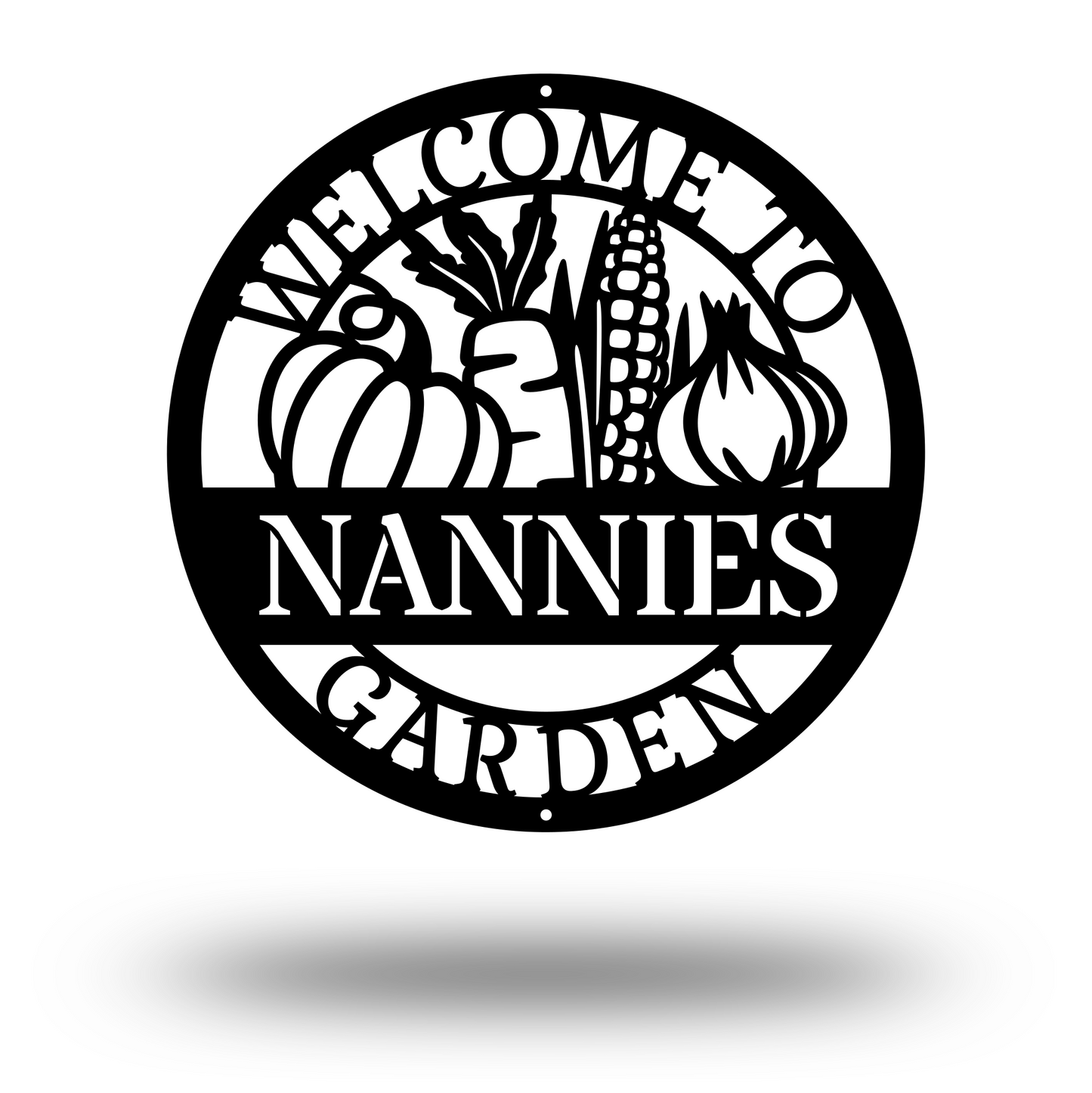 a black and white logo with the words welcome to nannies garden