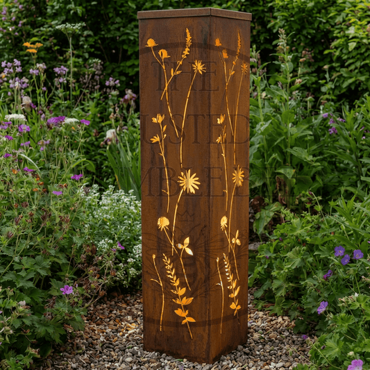 Metal Wildflower Oblong Statue
