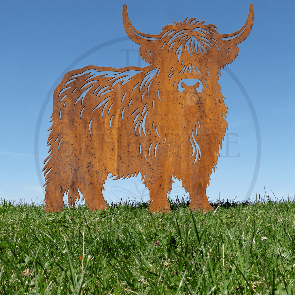 Metal Highland Cow Garden Stake