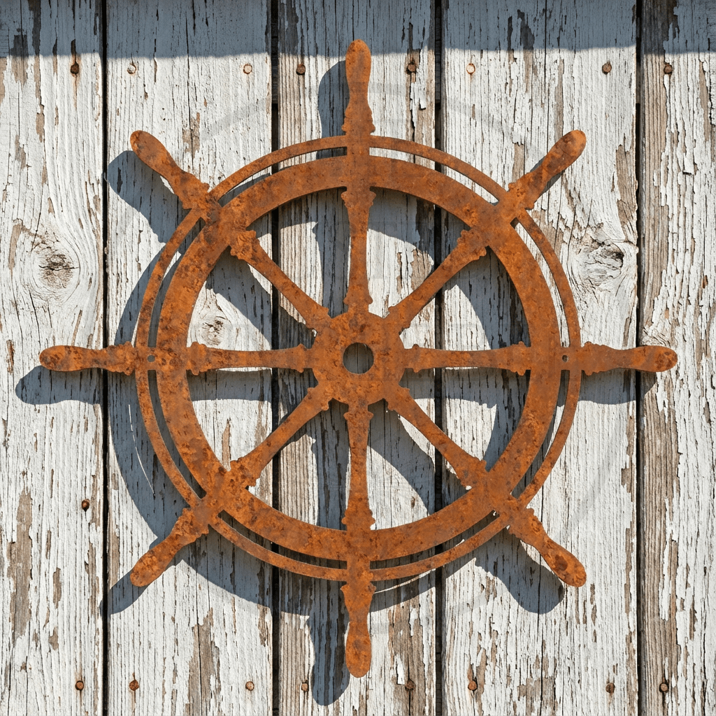 Rustic Metal Captain’s Boat Wheel