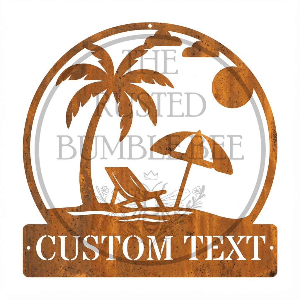 Rustic Metal Beach Scene Personalised