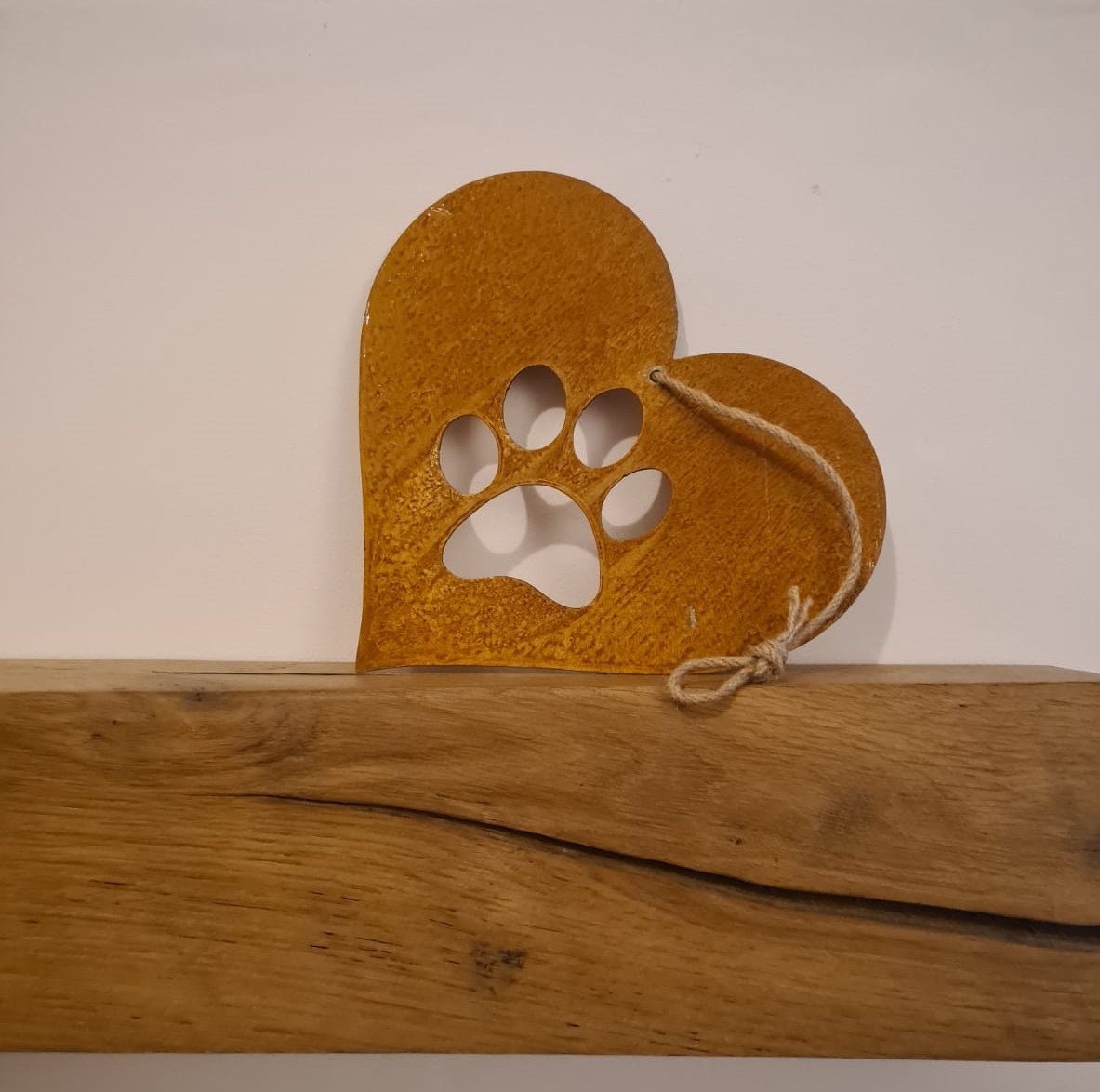 Rusted Metal Heart Paw Print