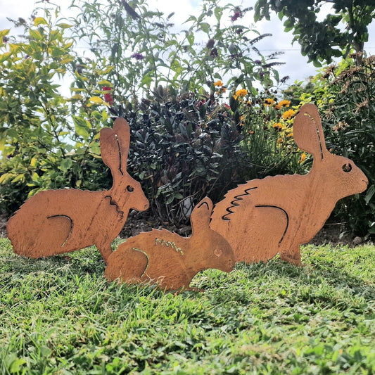 Rusted Metal Rabbit Family