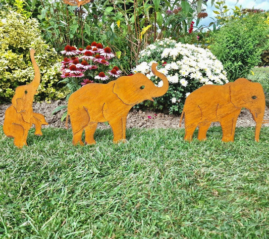 Rusted Metal Elephant Family