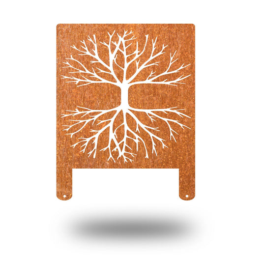 Rusted Metal Tree And Roots Screen