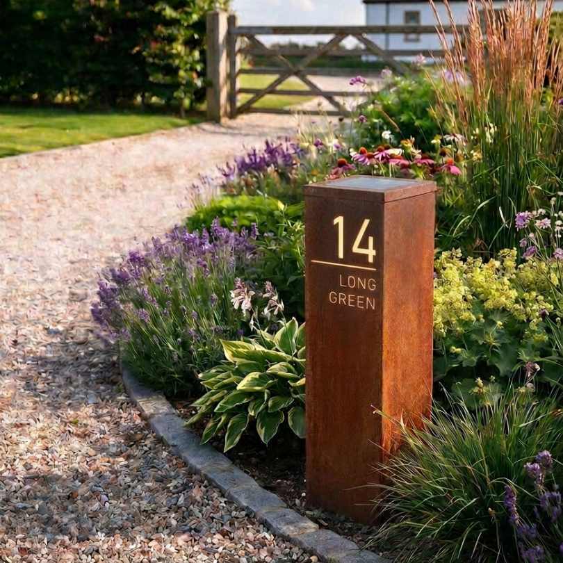 Custom Metal House Number Pillar