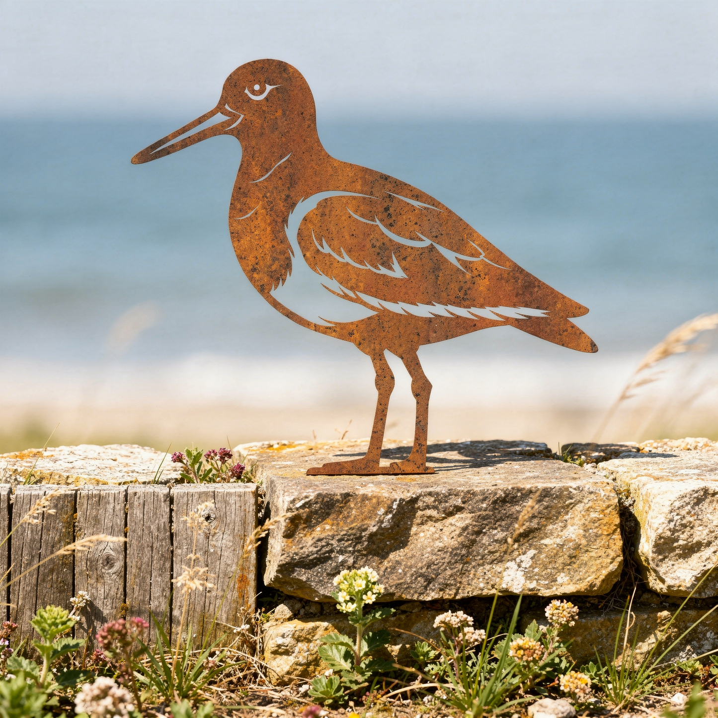 Rustic Metal Oystercatcher Fence Topper