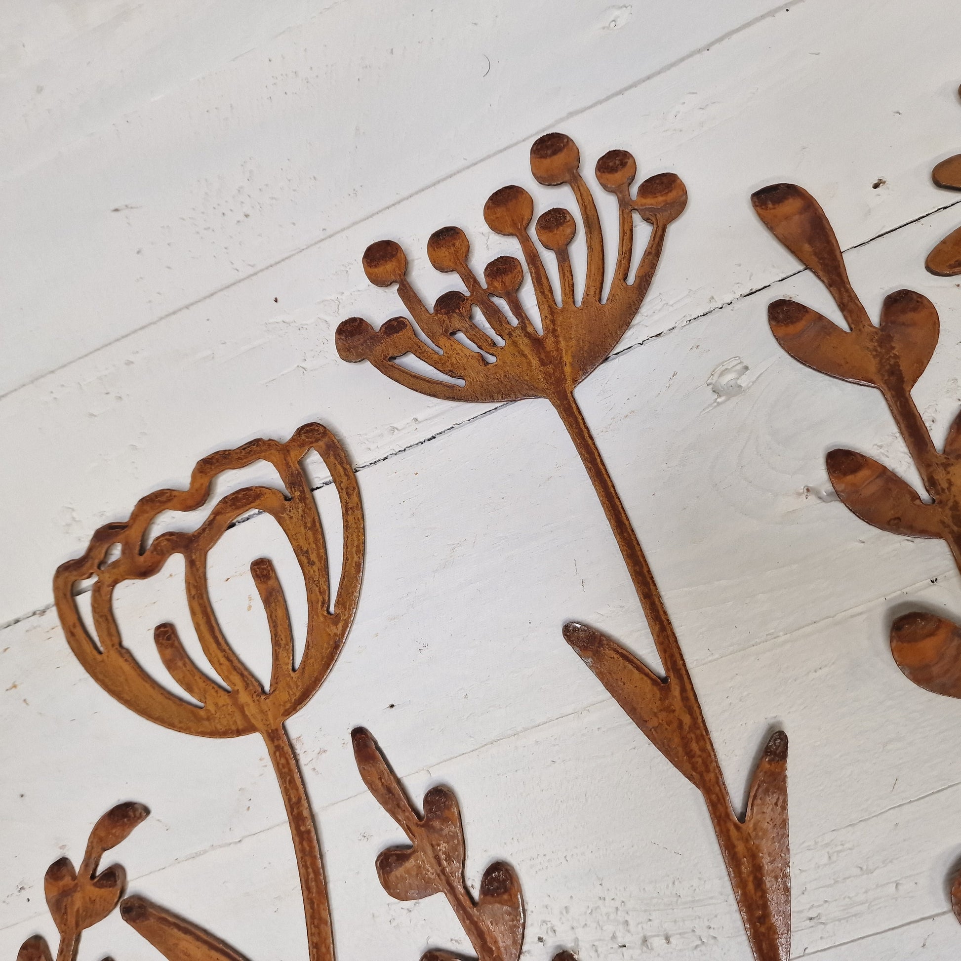 Rusted Metal Wildflower Stems X 9